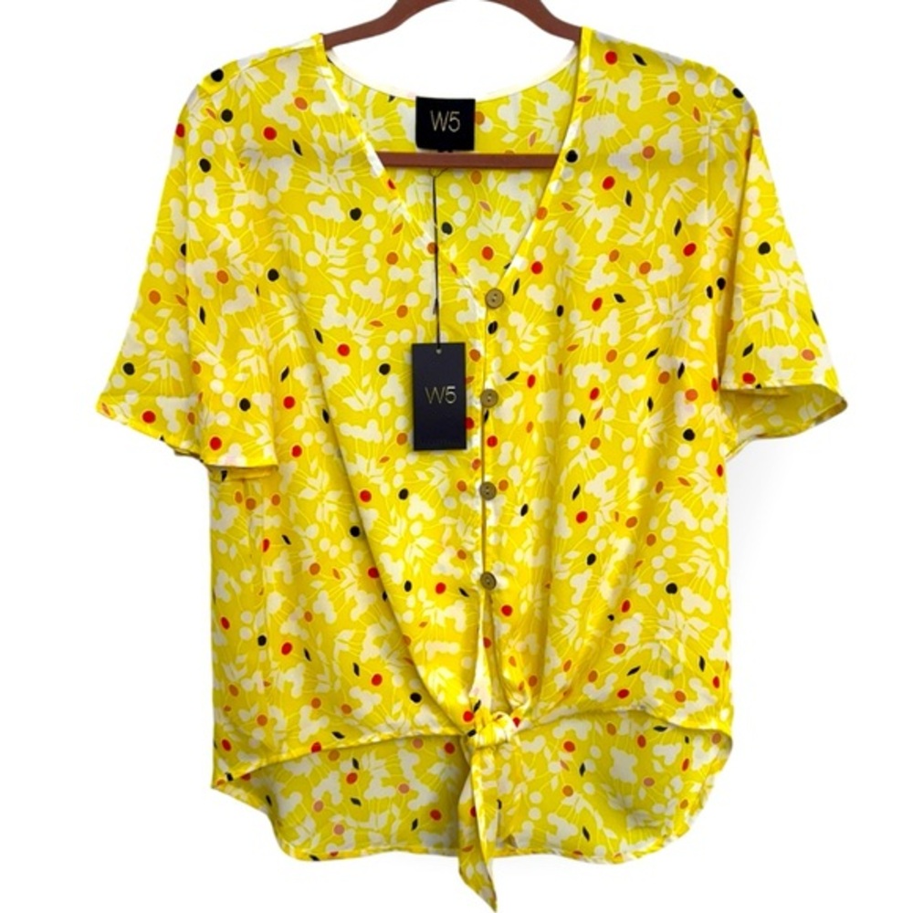 Boho Yellow Floral Blouse | Boutique Spring Top | Lightweight | Size M *2129